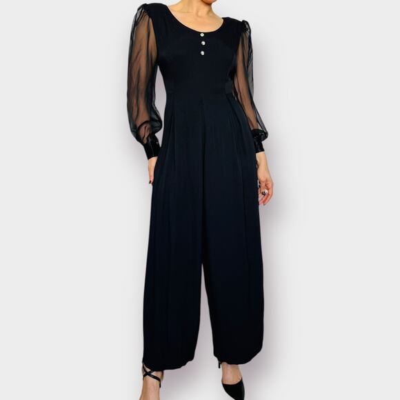 90s Jeffery & Dara Black Jump Suit - Picture 6 of 8